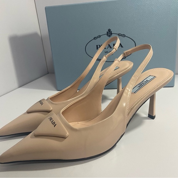 Prada Women's Beige Slingback Heels - Picture 1 of 6